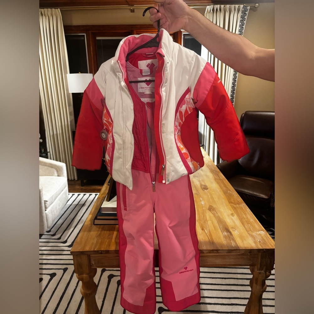 Obermeyer Red and Pink Ski Jacket and Bibs